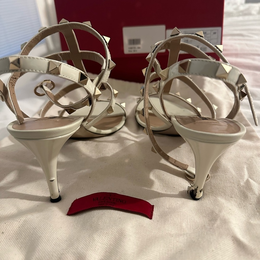 Valentino Garavani Rockstud Leather Heels Sandals Size EU 38.5 (Approx. US 8.5) - Picture 6 of 10